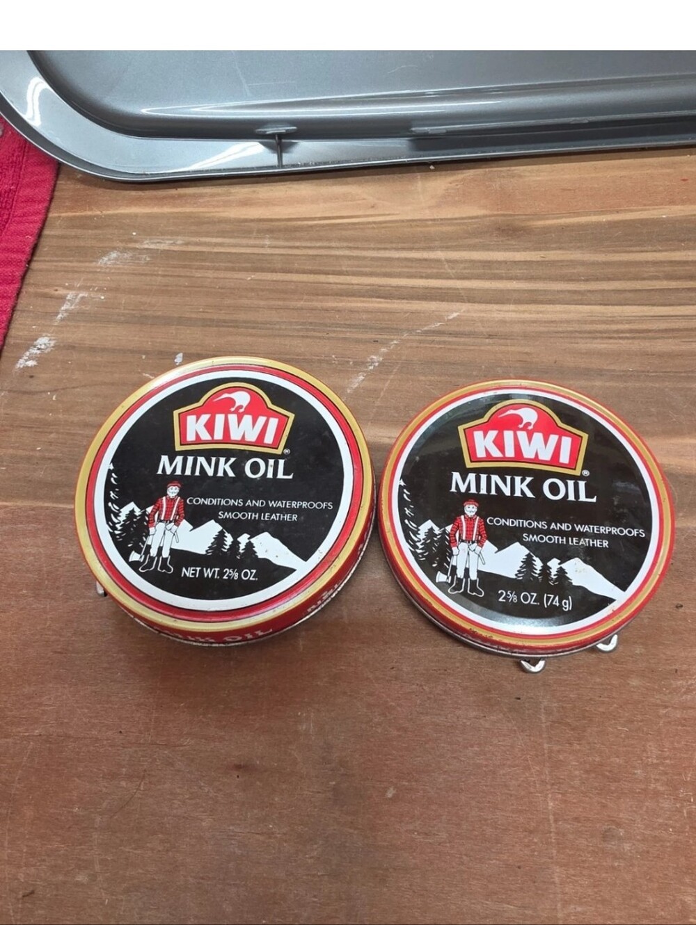 TWO Kiwi Mink Oil Outdoor Leather Conditioner & Waterproofer 2 5/8 Oz Each